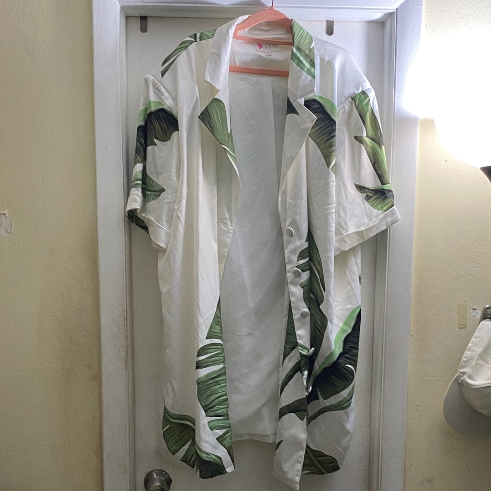 Tropical Leaf Print Women’s oversized blazer